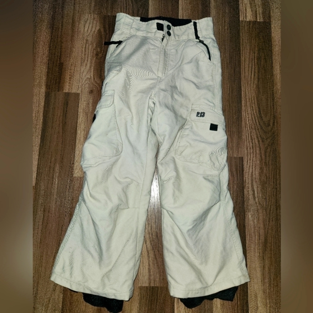 BURTON Kids Project 13 Cream Snowboard Ski Pants Size Youth XS Age 5-6 Insulated